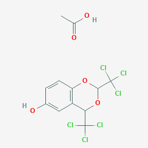 molecular formula C12H10Cl6O5 B14554795 acetic acid;2,4-bis(trichloromethyl)-4H-1,3-benzodioxin-6-ol CAS No. 61720-06-7