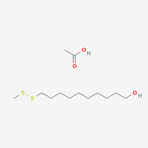 molecular formula C13H28O3S2 B14554900 Acetic acid;10-(methyldisulfanyl)decan-1-ol CAS No. 61689-34-7