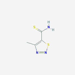 molecular formula C4H5N3S2 B1455498 4-Methyl-[1,2,3]thiadiazole-5-carbothioic acid amide CAS No. 256420-27-6