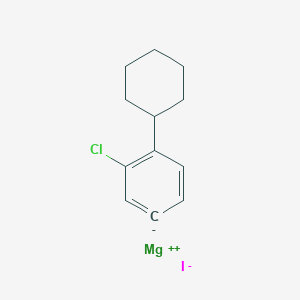 molecular formula C12H14ClIMg B14555046 magnesium;1-chloro-2-cyclohexylbenzene-5-ide;iodide CAS No. 62115-78-0