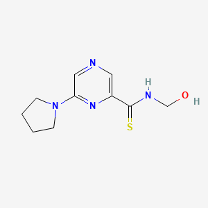 molecular formula C10H14N4OS B14555189 Pyrazinecarbothioamide, N-(hydroxymethyl)-6-(1-pyrrolidinyl)- CAS No. 61689-74-5