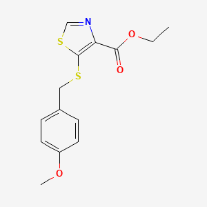 molecular formula C14H15NO3S2 B14555200 Ethyl 5-{[(4-methoxyphenyl)methyl]sulfanyl}-1,3-thiazole-4-carboxylate CAS No. 61830-24-8