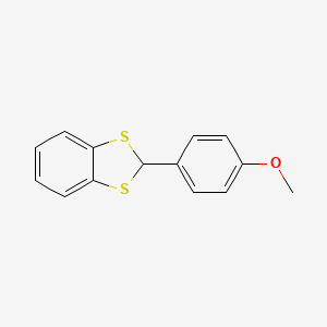 molecular formula C14H12OS2 B14555543 1,3-Benzodithiole, 2-(4-methoxyphenyl)- CAS No. 61666-75-9