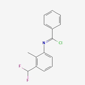 molecular formula C15H12ClF2N B14555724 N-[3-(Difluoromethyl)-2-methylphenyl]benzenecarboximidoyl chloride CAS No. 61708-36-9