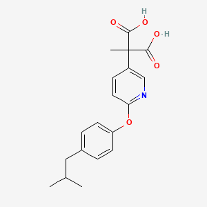 molecular formula C19H21NO5 B14555779 Methyl{6-[4-(2-methylpropyl)phenoxy]pyridin-3-yl}propanedioic acid CAS No. 61659-04-9