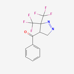 molecular formula C12H8F6N2O B14556318 Methanone, [4,5-dihydro-3,3-bis(trifluoromethyl)-3H-pyrazol-4-yl]phenyl- CAS No. 61860-03-5