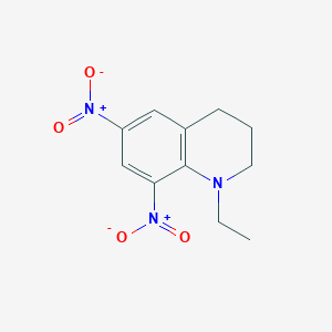 molecular formula C11H13N3O4 B14556452 Quinoline, 1-ethyl-1,2,3,4-tetrahydro-6,8-dinitro- CAS No. 61862-83-7