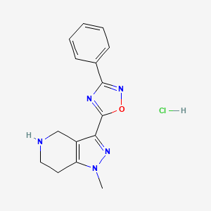 molecular formula C15H16ClN5O B1455647 5-(1-Methyl-4,5,6,7-tetrahydro-1H-pyrazolo[4,3-c]pyridin-3-yl)-3-phenyl-1,2,4-oxadiazole hydrochloride CAS No. 1332528-88-7