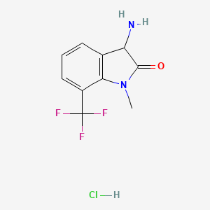 molecular formula C10H10ClF3N2O B1455664 3-amino-1-methyl-7-(trifluoromethyl)-1,3-dihydro-2H-indol-2-one hydrochloride CAS No. 1332528-32-1
