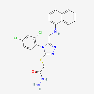 molecular formula C21H18Cl2N6OS B1455673 2-({4-(2,4-dichlorophenyl)-5-[(1-naphthylamino)methyl]-4H-1,2,4-triazol-3-yl}thio)acetohydrazide CAS No. 1306738-78-2