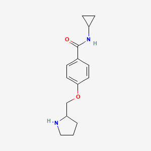 molecular formula C15H20N2O2 B1455686 N-cyclopropyl-4-(pyrrolidin-2-ylmethoxy)benzamide hydrochloride CAS No. 1306739-62-7