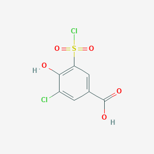 molecular formula C7H4Cl2O5S B1455691 3-Chloro-5-(chlorosulfonyl)-4-hydroxybenzoic acid CAS No. 1201663-81-1