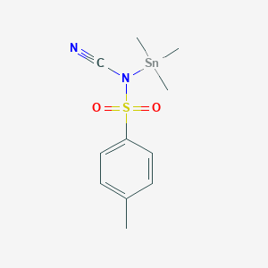 molecular formula C11H16N2O2SSn B14556941 N-Cyano-4-methyl-N-(trimethylstannyl)benzene-1-sulfonamide CAS No. 62150-06-5