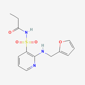 molecular formula C13H15N3O4S B14557251 Propanamide, N-[[2-[(2-furanylmethyl)amino]-3-pyridinyl]sulfonyl]- CAS No. 61941-78-4