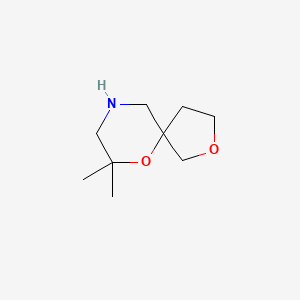 molecular formula C9H17NO2 B1455751 7,7-Dimethyl-2,6-dioxa-9-azaspiro[4.5]decane CAS No. 1486752-76-4