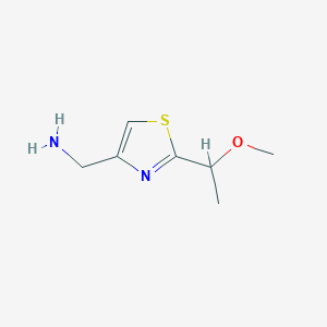 molecular formula C7H12N2OS B1455776 [2-(1-Methoxyethyl)-1,3-thiazol-4-yl]methanamine CAS No. 1376269-88-3