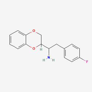 molecular formula C16H16FNO2 B1455783 1-(2,3-Dihydro-1,4-benzodioxin-2-yl)-2-(4-fluorophenyl)ethan-1-amine CAS No. 1491844-67-7