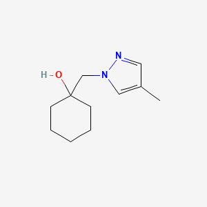 molecular formula C11H18N2O B1455804 1-[(4-methyl-1H-pyrazol-1-yl)methyl]cyclohexan-1-ol CAS No. 1495714-60-7