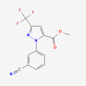 molecular formula C13H8F3N3O2 B1455820 methyl 1-(3-cyanophenyl)-3-(trifluoromethyl)-1H-pyrazole-5-carboxylate CAS No. 1055070-43-3