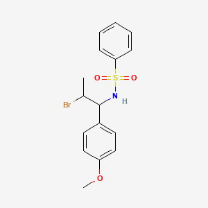 molecular formula C16H18BrNO3S B14558652 N-[2-Bromo-1-(4-methoxyphenyl)propyl]benzenesulfonamide CAS No. 62035-61-4