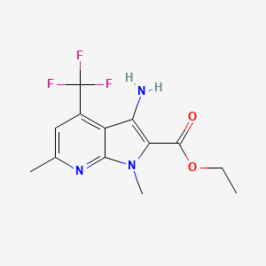 molecular formula C13H14F3N3O2 B1455889 ethyl 3-amino-1,6-dimethyl-4-(trifluoromethyl)-1H-pyrrolo[2,3-b]pyridine-2-carboxylate CAS No. 1353877-98-1