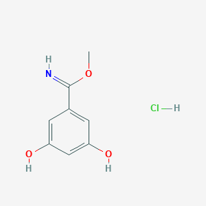 molecular formula C8H10ClNO3 B14559072 Methyl 3,5-dihydroxybenzenecarboximidate;hydrochloride CAS No. 61734-98-3