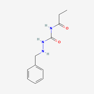 molecular formula C11H15N3O2 B14559093 Hydrazinecarboxamide, N-(1-oxopropyl)-2-(phenylmethyl)- CAS No. 62123-36-8