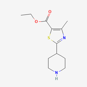 molecular formula C12H18N2O2S B1455915 ethyl 4-methyl-2-(piperidin-4-yl)-1,3-thiazole-5-carboxylate CAS No. 1211534-10-9