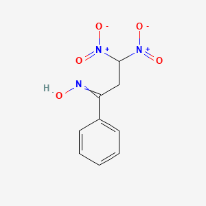 molecular formula C9H9N3O5 B14559242 N-(3,3-Dinitro-1-phenylpropylidene)hydroxylamine CAS No. 62116-01-2