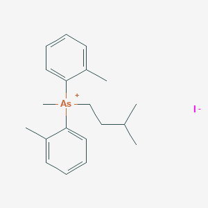 molecular formula C20H28AsI B14559251 Methyl(3-methylbutyl)bis(2-methylphenyl)arsanium iodide CAS No. 62064-11-3