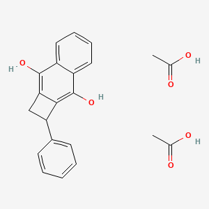 molecular formula C22H22O6 B14559276 Acetic acid;2-phenyl-1,2-dihydrocyclobuta[b]naphthalene-3,8-diol CAS No. 61705-27-9