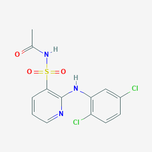 molecular formula C13H11Cl2N3O3S B14559458 Acetamide, N-[[2-[(2,5-dichlorophenyl)amino]-3-pyridinyl]sulfonyl]- CAS No. 61941-74-0