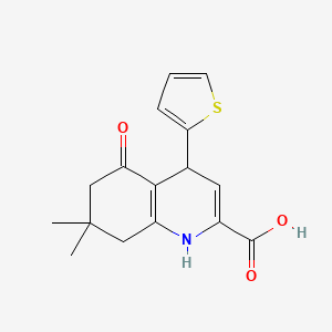 molecular formula C16H17NO3S B1455956 7,7-Dimethyl-5-oxo-4-(2-thienyl)-1,4,5,6,7,8-hexahydroquinoline-2-carboxylic acid CAS No. 1374509-29-1