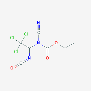 molecular formula C7H6Cl3N3O3 B14559599 Ethyl cyano(2,2,2-trichloro-1-isocyanatoethyl)carbamate CAS No. 61705-48-4