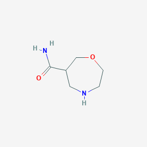 molecular formula C6H12N2O2 B1455968 1,4-Oxazepane-6-carboxamide CAS No. 1316223-37-6