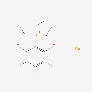 molecular formula C12H15AuF5P+ B14559740 Gold;triethyl-(2,3,4,5,6-pentafluorophenyl)phosphanium CAS No. 62201-17-6