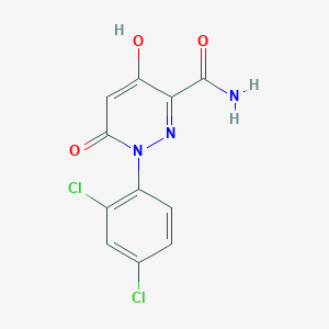 molecular formula C11H7Cl2N3O3 B1455995 1-(2,4-Dichlorophenyl)-4-hydroxy-6-oxo-1,6-dihydro-3-pyridazinecarboxamide CAS No. 320419-41-8