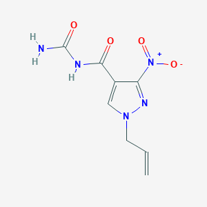 molecular formula C8H9N5O4 B14560175 N-Carbamoyl-3-nitro-1-(prop-2-en-1-yl)-1H-pyrazole-4-carboxamide CAS No. 61716-95-8