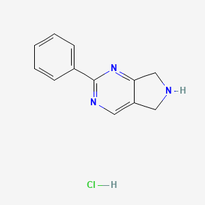 molecular formula C12H12ClN3 B1456023 2-phenyl-6,7-dihydro-5H-pyrrolo[3,4-d]pyrimidine hydrochloride CAS No. 1380571-58-3