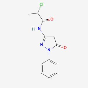 molecular formula C12H12ClN3O2 B1456026 2-Chloro-N-(5-oxo-1-phenyl-4,5-dihydro-1H-pyrazol-3-yl)propanamide CAS No. 1365962-79-3