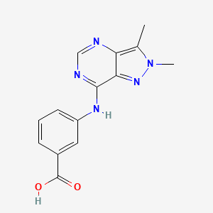 molecular formula C14H13N5O2 B1456034 3-[(2,3-dimethyl-2H-pyrazolo[4,3-d]pyrimidin-7-yl)amino]benzoic acid CAS No. 1365963-44-5