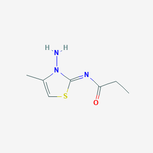 molecular formula C7H11N3OS B14560417 N-(3-Amino-4-methyl-1,3-thiazol-2(3H)-ylidene)propanamide CAS No. 62032-96-6