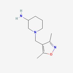 molecular formula C11H19N3O B1456055 1-((3,5-Dimethylisoxazol-4-yl)methyl)piperidin-3-amine CAS No. 1247449-67-7