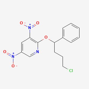 molecular formula C15H14ClN3O5 B14560572 Pyridine, 2-(4-chloro-1-phenylbutoxy)-3,5-dinitro- CAS No. 62252-47-5