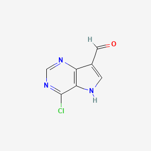 molecular formula C7H4ClN3O B1456060 4-Chloro-5H-pyrrolo[3,2-d]pyrimidine-7-carbaldehyde CAS No. 1311275-26-9