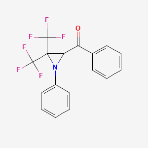 molecular formula C17H11F6NO B14560951 Methanone, phenyl[1-phenyl-3,3-bis(trifluoromethyl)-2-aziridinyl]- CAS No. 61860-09-1