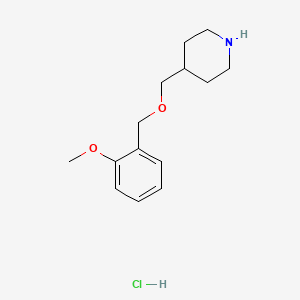 molecular formula C14H22ClNO2 B1456101 4-(((2-Methoxybenzyl)oxy)methyl)piperidine hydrochloride CAS No. 1220027-34-8