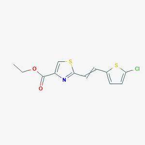 molecular formula C12H10ClNO2S2 B14561017 Ethyl 2-[2-(5-chlorothiophen-2-yl)ethenyl]-1,3-thiazole-4-carboxylate CAS No. 61785-99-7