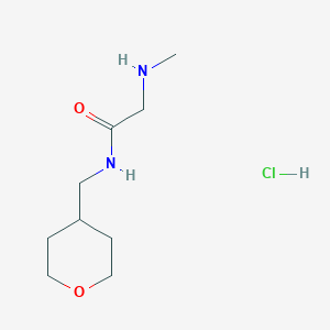 molecular formula C9H19ClN2O2 B1456108 2-(Methylamino)-N-(tetrahydro-2H-pyran-4-ylmethyl)acetamide hydrochloride CAS No. 1220029-88-8