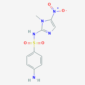 molecular formula C10H11N5O4S B145611 4-Amino-N-(1-methyl-5-nitro-1H-imidazol-2-yl)benzenesulfonamide CAS No. 132151-84-9